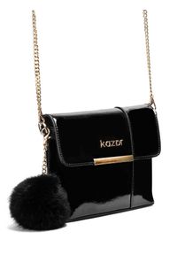 Kazar - Czarna torebka damska. Kolor: czarny. Materiał: lakierowane, skórzane. Styl: elegancki #4