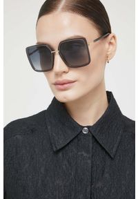 Furla okulary przeciwsłoneczne damskie kolor brązowy. Kolor: brązowy. Wzór: geometria #1