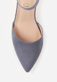 Born2be - Niebieskie Czółenka na Obcasie Vices ze Skórzaną Wkładką i Ozdobnym Paskiem Nurisella. Okazja: na co dzień. Zapięcie: pasek. Kolor: niebieski. Materiał: skóra. Obcas: na obcasie. Styl: klasyczny, casual. Wysokość obcasa: średni #5