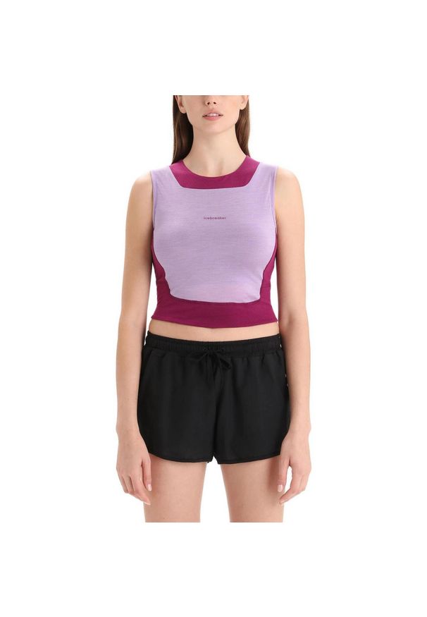 Icebreaker - Tank Top termoaktywny damski icebreaker Zoneknit Cropped Bra-Tank. Kolor: fioletowy