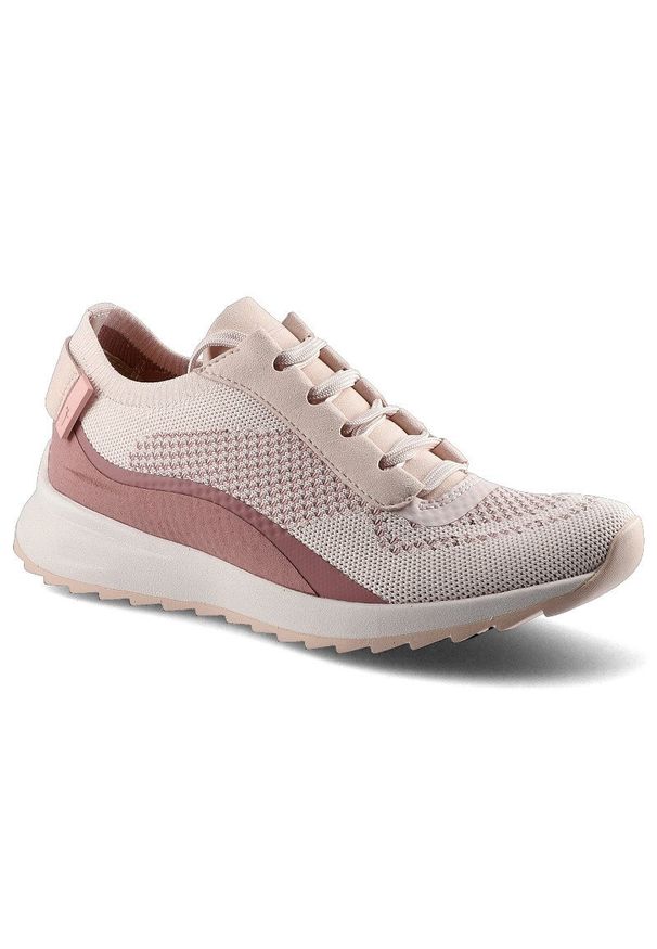 Różowe Sneakersy Tamaris Damskie Stylowe Obuwie. Okazja: na co dzień, na spacer. Kolor: różowy. Materiał: materiał. Szerokość cholewki: normalna. Wzór: aplikacja, napisy. Sport: turystyka piesza