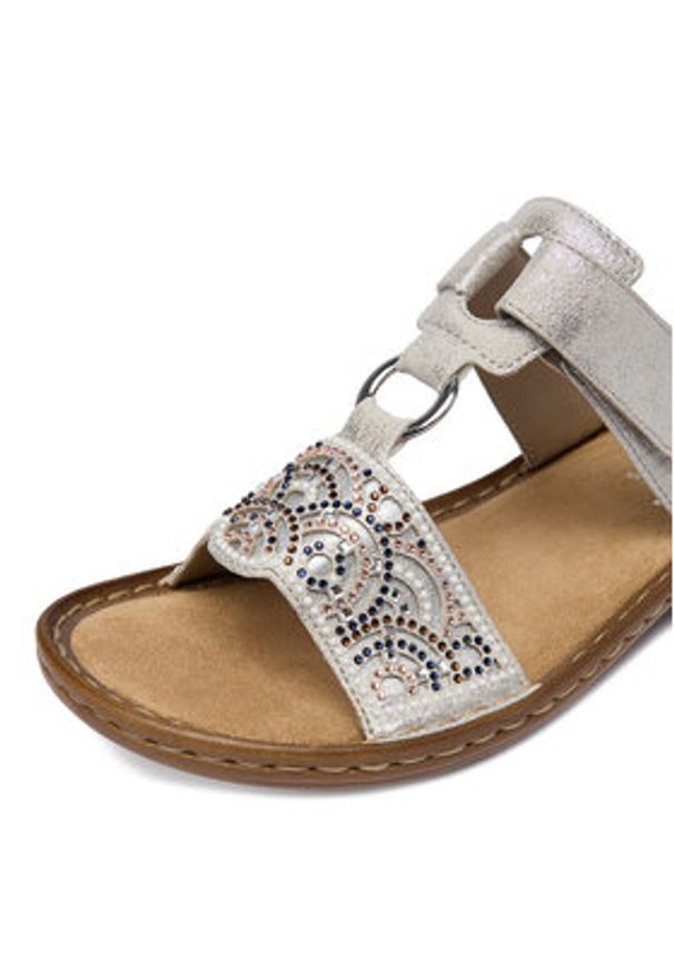 Rieker Klapki CEO-608K2-40 Srebrny. Kolor: srebrny. Materiał: skóra