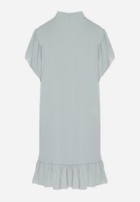 Born2be - Jasnozielona Sukienka Koszulowa z Guzikami i Falbankami Tenalena. Okazja: na co dzień. Typ kołnierza: kołnierz z falbankami. Kolor: zielony. Typ sukienki: koszulowe. Styl: casual, elegancki, sportowy #4