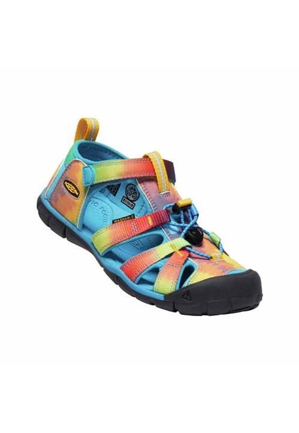 keen - Buty do chodzenia damskie Keen Seacamp II Cnx. Zapięcie: rzepy. Kolor: czerwony, niebieski, wielokolorowy. Materiał: syntetyk, materiał. Szerokość cholewki: normalna. Sezon: lato. Sport: turystyka piesza