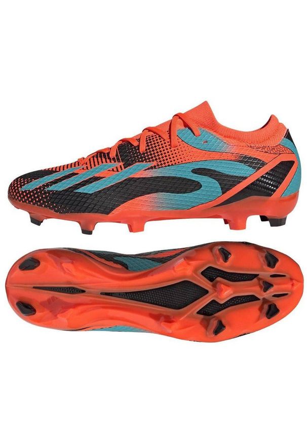 Buty piłkarskie korki męskie Adidas Speedportal Messi FG. Kolor: pomarańczowy. Sport: piłka nożna