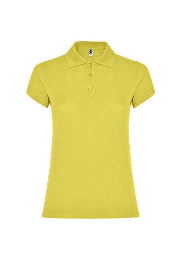 ROLY - Damska Koszulka Polo W Gwiazdki. Typ kołnierza: polo. Kolor: żółty