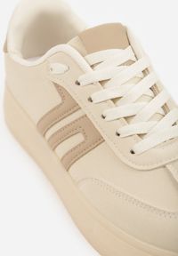 Renee - Beżowe Sneakersy w Stylu Klasycznych Tenisówek na Grubej Podeszwie Yenoinne. Kolor: beżowy #6