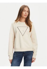 Guess Bluza W5YQ04 KC8I0 Beżowy Regular Fit. Kolor: beżowy. Materiał: bawełna