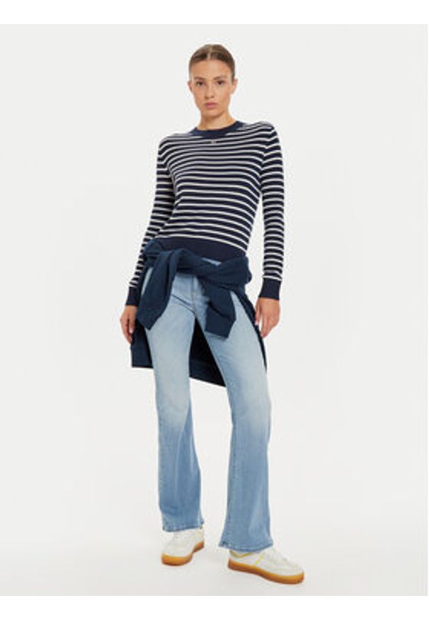 Tommy Jeans Sweter Essential DW0DW17254 Granatowy Regular Fit. Kolor: niebieski. Materiał: wiskoza
