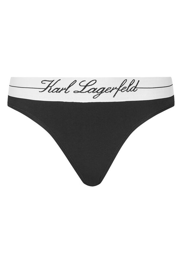Karl Lagerfeld - KARL LAGERFELD Stringi A1W47095 Czarny. Kolor: czarny. Materiał: bawełna