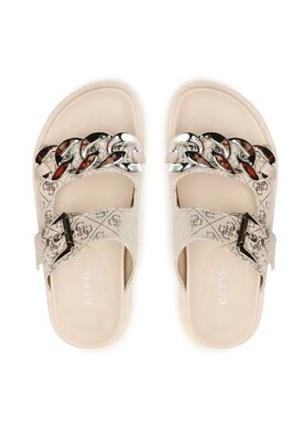 Guess Klapki Fatema FL6FAT FAL03 Beżowy. Kolor: beżowy. Materiał: materiał