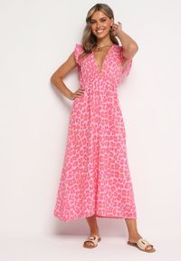 Born2be - Różowa Bawełniana Sukienka Boho Wiązana z Tyłu Brynivia. Okazja: na spacer, na co dzień. Kolor: różowy. Materiał: bawełna. Długość rękawa: krótki rękaw. Typ sukienki: proste. Styl: boho #5