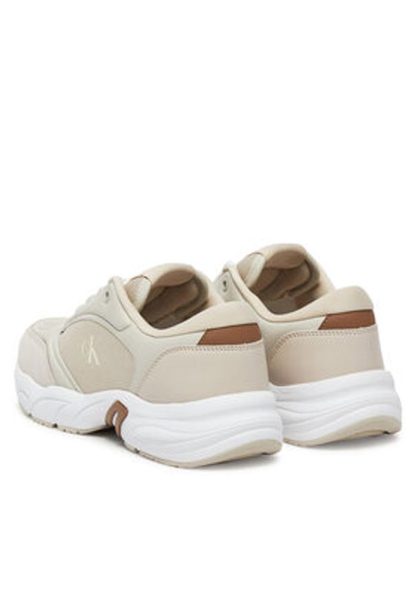 Calvin Klein Jeans Sneakersy Retro Tennis Mg Mix YW0YW01743 Beżowy. Kolor: beżowy. Materiał: materiał