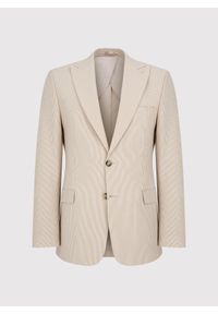 Pako Lorente - PAKO LORENTE - Beżowa marynarka garniturowa w prążek. Kolor: beżowy. Materiał: poliester, elastan, wiskoza. Wzór: prążki. Styl: młodzieżowy #3