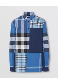 Burberry - BURBERRY - Niebieska koszula w patchworkową kratkę. Okazja: na co dzień. Kolor: niebieski. Materiał: jeans, bawełna. Długość rękawa: długi rękaw. Długość: długie. Wzór: kratka. Styl: casual, klasyczny #3