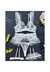 Intica - Komplet bielizny z haftem na specjalne okazje Myrilla. Kolor: biały. Materiał: materiał. Wzór: haft