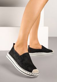 Renee - Czarne Espadryle z Ozdobną Plecionką Eranoria. Kolor: czarny. Obcas: na płaskiej podeszwie. Styl: elegancki #6