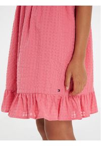 TOMMY HILFIGER - Tommy Hilfiger Sukienka letnia Gingham KG0KG07930 M Różowy Relaxed Fit. Kolor: różowy. Materiał: bawełna. Sezon: lato #6