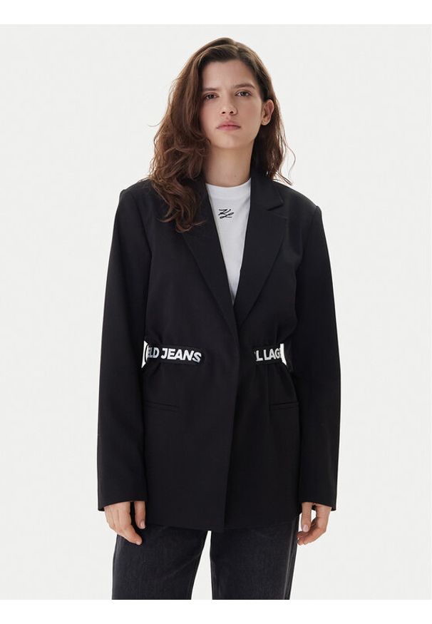 Karl Lagerfeld Jeans Marynarka B1W14024 Czarny Regular Fit. Kolor: czarny. Materiał: syntetyk
