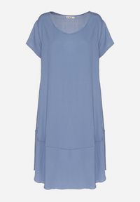 Born2be - Niebieska Rozkloszowana Wiskozowa Sukienka Trivoria. Okazja: na co dzień. Kolor: niebieski. Materiał: wiskoza. Długość rękawa: krótki rękaw. Typ sukienki: rozkloszowane. Styl: elegancki, casual #2