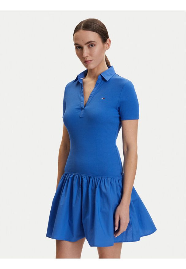 Tommy Jeans Sukienka codzienna DW0DW22331 Niebieski Slim Fit. Okazja: na co dzień. Kolor: niebieski. Materiał: bawełna. Typ sukienki: proste. Styl: casual