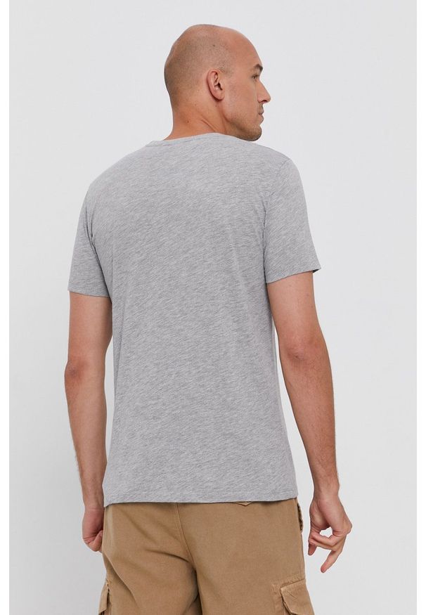 Sisley - T-shirt bawełniany. Okazja: na co dzień. Kolor: szary. Materiał: bawełna. Wzór: nadruk. Styl: casual