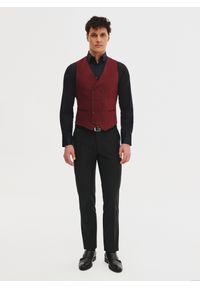 Pako Lorente - PAKO LORENTE - Bordowa dwurzędowa kamizelka męska. Kolor: czerwony. Materiał: poliester, wełna, elastan, wiskoza. Styl: elegancki, młodzieżowy #7