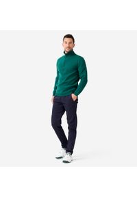 INESIS - Sweter do golfa damski MW500 z półgolfem. Typ kołnierza: golf. Kolor: zielony. Materiał: materiał. Wzór: ze splotem. Sport: golf