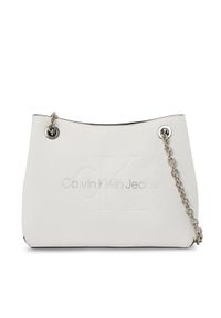Calvin Klein Jeans Torebka Sculpted Shoulder Bag24 Mono K60K607831 Biały. Kolor: biały. Materiał: skórzane