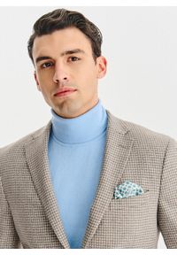 Pako Lorente - PAKO LORENTE - Jasnobrązowa marynarka w drobną kartkę. Okazja: na co dzień. Kolor: brązowy. Materiał: wełna, poliester. Wzór: kratka. Styl: casual #2