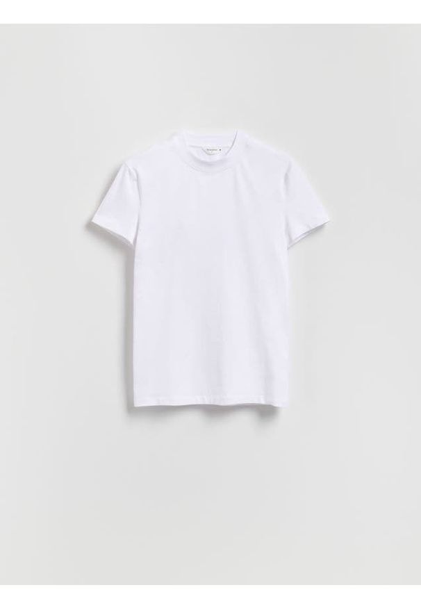 Reserved - Bawełniany t-shirt slim fit - biały. Kolor: biały. Materiał: bawełna