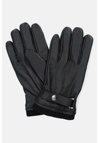 Lancerto - Rękawiczki Czarne Skórzane ze Ściągaczem Touch. Kolor: czarny. Materiał: skóra