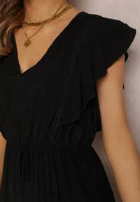 Renee - Czarna Sukienka Callamene. Kolor: czarny. Materiał: koronka, wiskoza. Wzór: ażurowy, gładki, aplikacja, bez wzorów. Sezon: lato. Długość: maxi