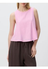 Reserved - Top z dodatkiem lnu - pastelowy róż. Kolor: różowy. Materiał: len