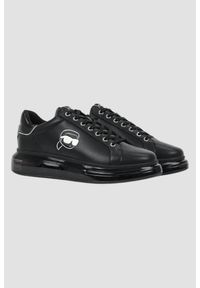 Karl Lagerfeld - KARL LAGERFELD Czarne męskie sneakersy skórzane Kapri Kushion NFT. Okazja: na co dzień. Kolor: czarny. Materiał: skóra #7