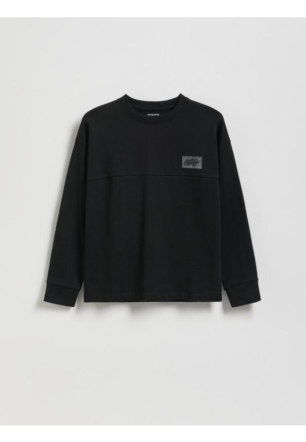Reserved - Bawełniany longsleeve - czarny. Kolor: czarny. Materiał: bawełna. Długość rękawa: długi rękaw