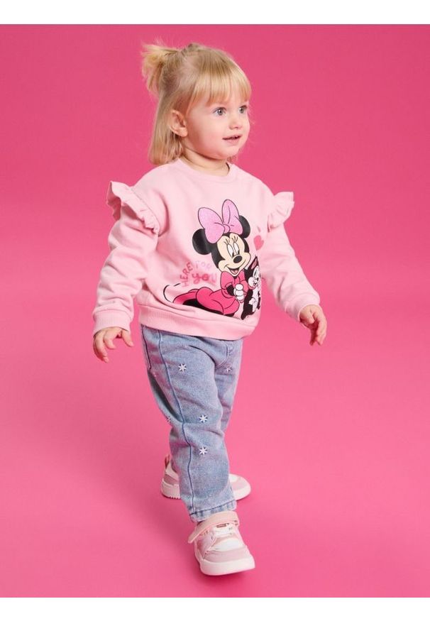 Sinsay - Bluza crewneck Minnie Mouse - różowy. Kolor: różowy. Wzór: motyw z bajki