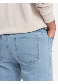 Ombre Clothing - Washowane męskie jeansowe spodnie TAPERED FIT z przetarciami – błękitne V1 OM-PADP-0163 - XXL. Kolor: niebieski. Materiał: jeans. Styl: rockowy #4