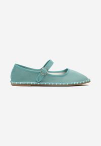 Born2be - Zielone Balerinki Espadryle z Paskiem Ozdobione Przeszyciami Firaniere. Okazja: na co dzień. Zapięcie: pasek. Kolor: zielony. Wzór: aplikacja. Sezon: lato. Styl: casual #4