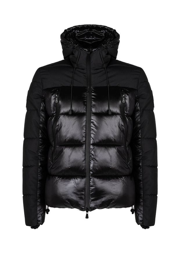Takeshy Kurosawa Kurtka | 83393 | Mężczyzna | Czarny. Okazja: na co dzień. Typ kołnierza: kaptur. Kolor: czarny. Materiał: nylon. Wzór: aplikacja. Styl: casual