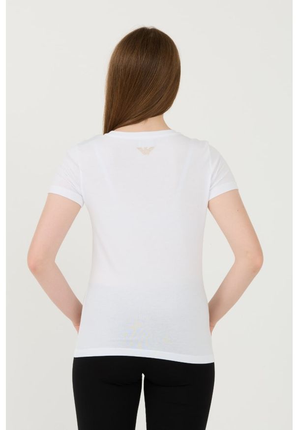 EA7 Emporio Armani - EA7 Biały damski t-shirt z cyrkoniami, Rozmiar XS. Kolor: biały