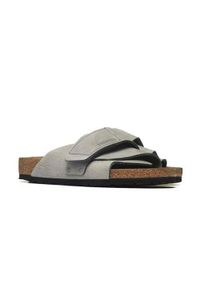 Klapki męskie Birkenstock Kyoto. Kolor: szary. Materiał: skóra. Szerokość cholewki: normalna. Sport: turystyka piesza