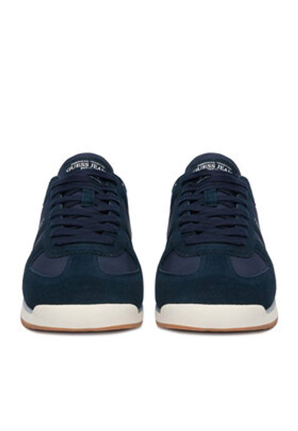 Guess Jeans Sneakersy EO-DELAND-01 WE Granatowy. Kolor: niebieski. Materiał: skóra, zamsz