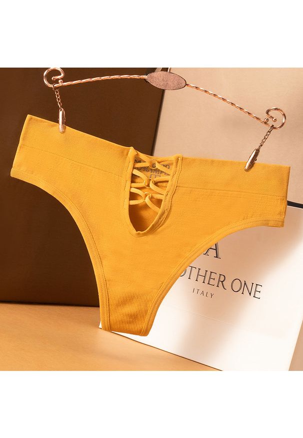 Intica - Tangi sportowe z wycięciem do ćwiczeń Denae. Kolor: żółty. Materiał: materiał