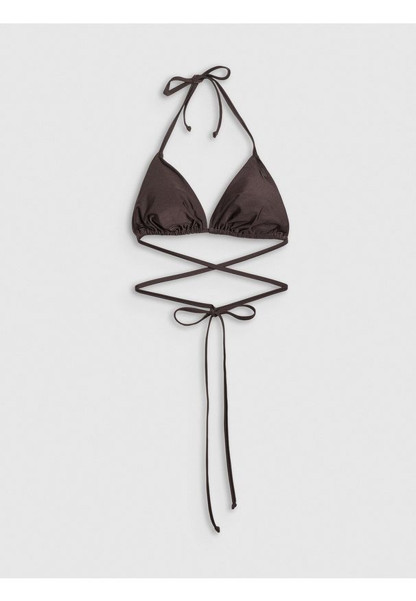 4f - 4F Góra od bikini damska - brązowa L. Kolor: brązowy. Materiał: materiał