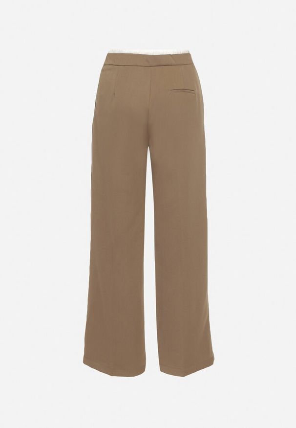 Born2be - Zielone Szerokie Spodnie Ściągane Troczkiem z Suwakiem na Boku Irissiana. Okazja: na co dzień. Kolor: zielony. Materiał: wiskoza, tkanina. Styl: elegancki, casual