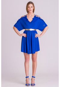 Chabrowa wiązana sukienka Versace Collection. Kolor: niebieski. Styl: elegancki #1