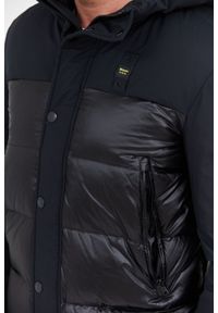 Blauer USA - BLAUER Czarna puchowa kurtka męska z kapturem EDUARDO, Rozmiar 3XL. Typ kołnierza: kaptur. Kolor: czarny. Materiał: puch