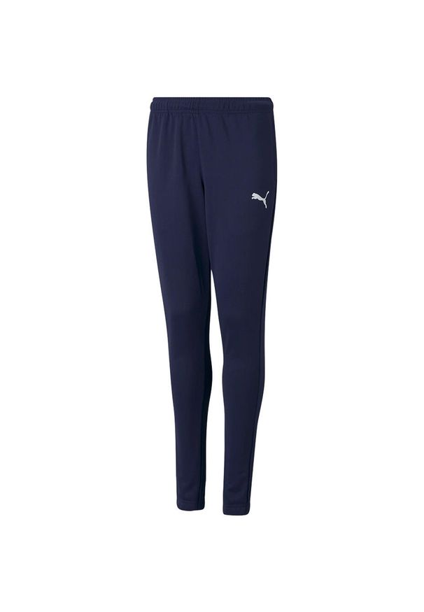 Spodnie piłkarskie dla dzieci Puma teamRISE Poly Training Pants Jr. Kolor: niebieski. Materiał: poliester