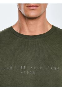 Big-Star - Bluza męska ze splotem pique khaki Wiron 303. Okazja: na co dzień. Kolor: zielony. Materiał: jeans, tkanina, materiał, dzianina. Wzór: ze splotem. Styl: klasyczny, casual